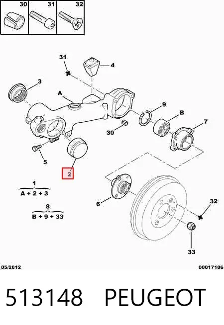 Сайлентблок заднего продольного рычага передний 513148 Peugeot/Citroen