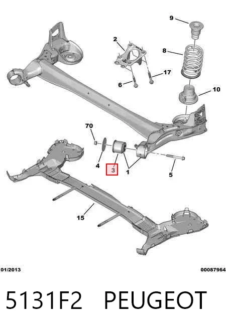 Сайлентблок задней балки 5131F2 Peugeot/Citroen