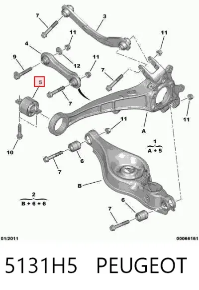 Сайлентблок заднего продольного рычага передний PEUGEOT 5131H5