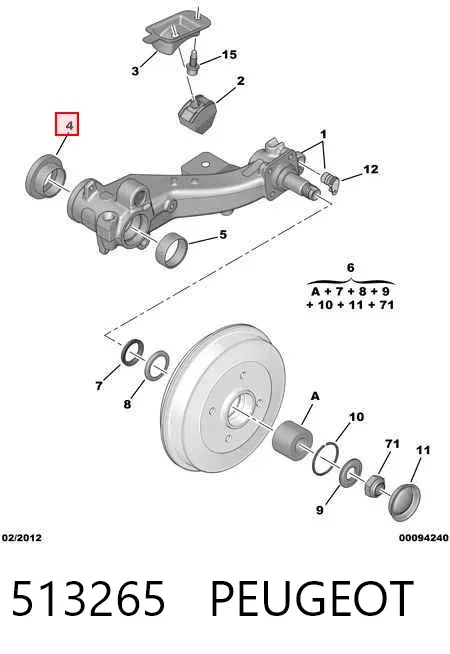 Игольчатый подшипник задней балки 513265 Peugeot/Citroen