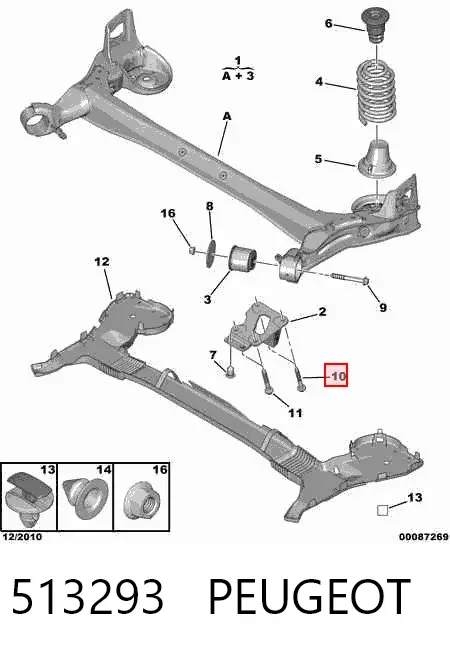 Болт крепления задней балки (подрамника) 513293 Peugeot/Citroen