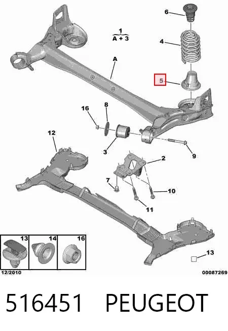 Опора амортизатора заднего 516451 Peugeot/Citroen