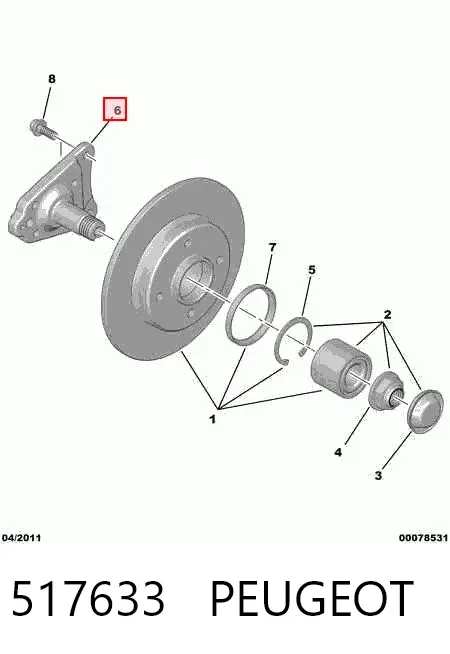 Поворотный кулак задний 517633 Peugeot/Citroen