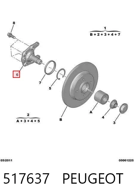 Поворотный кулак задний 517637 Peugeot/Citroen
