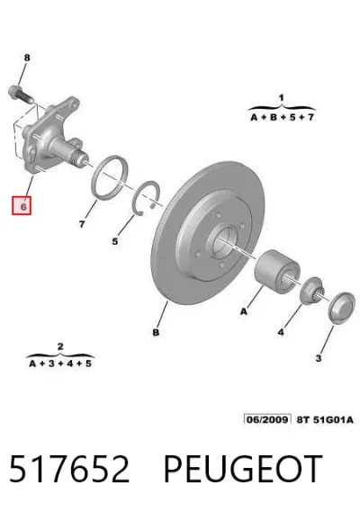 Цапфа (поворотный кулак) задний PEUGEOT 517652