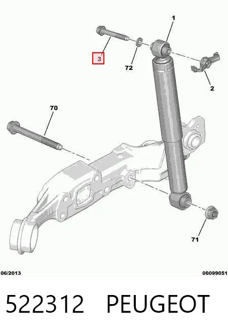 Болт крепления амортизатора заднего 522312 Peugeot/Citroen