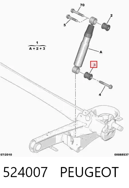 Втулка сайлентблока амортизатора заднего 524007 Peugeot/Citroen