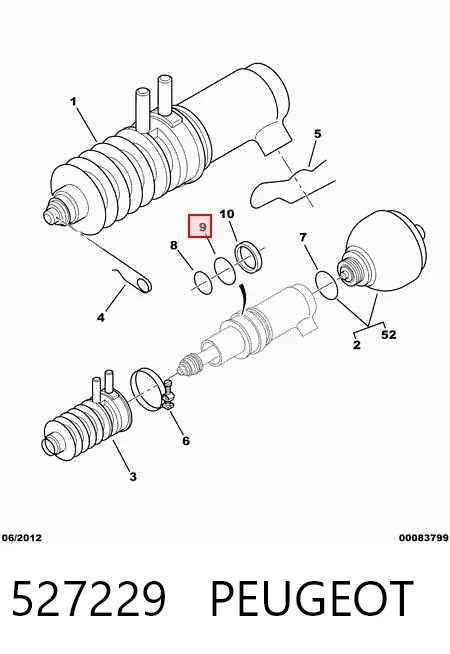 Уплотнителное кольцо цилиндра амортизатора 527229 Peugeot/Citroen