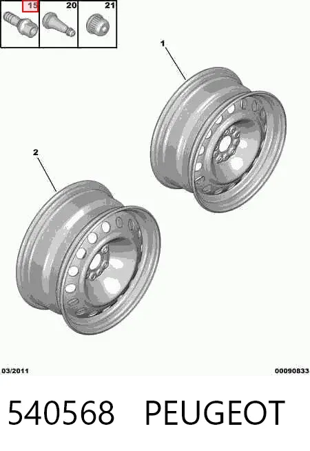 Колесный болт 540568 Peugeot/Citroen
