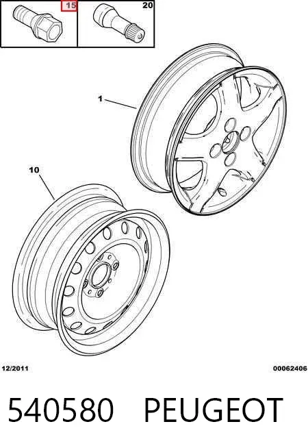 Колесный болт 540580 Peugeot/Citroen