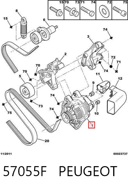 Генератор 57055F Peugeot/Citroen