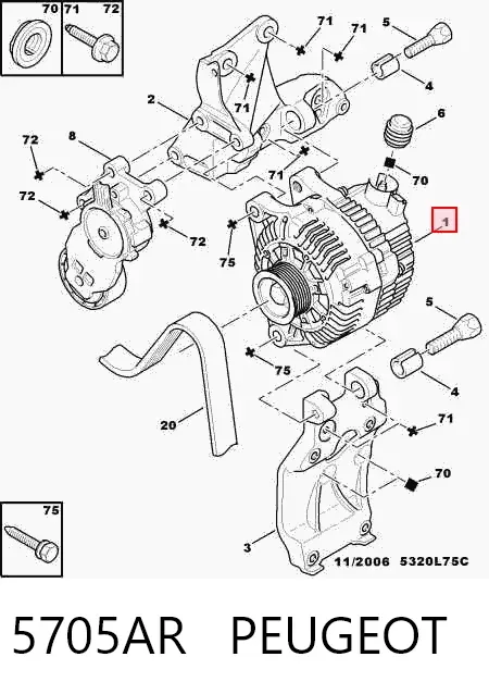 Генератор 5705AR Peugeot/Citroen