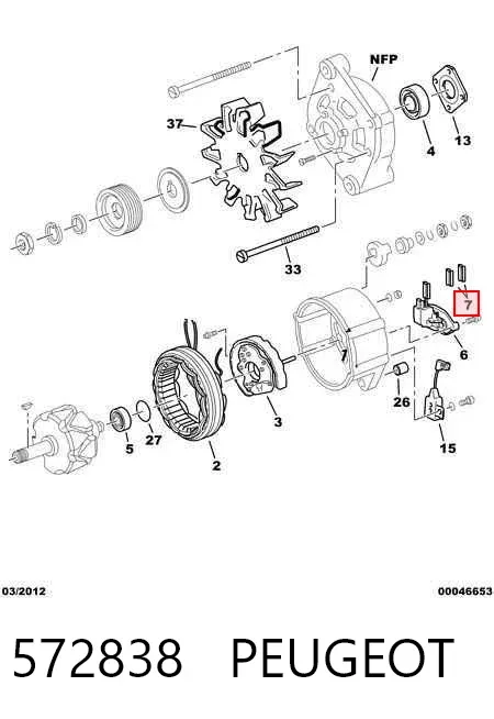 Щетки генератора 572838 Peugeot/Citroen