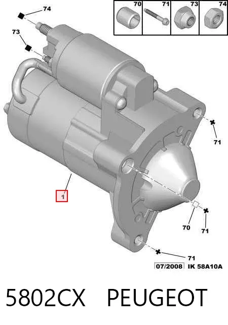 Стартер 5802CX Peugeot/Citroen