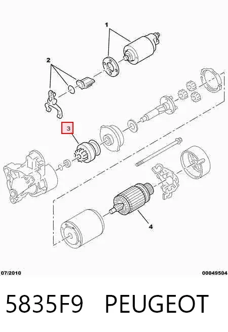 Бендикс стартера 5835F9 Peugeot/Citroen