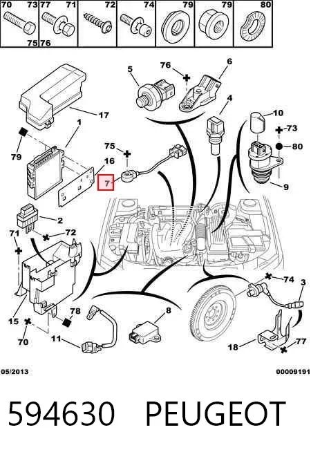 Датчик детонации 594630 Peugeot/Citroen