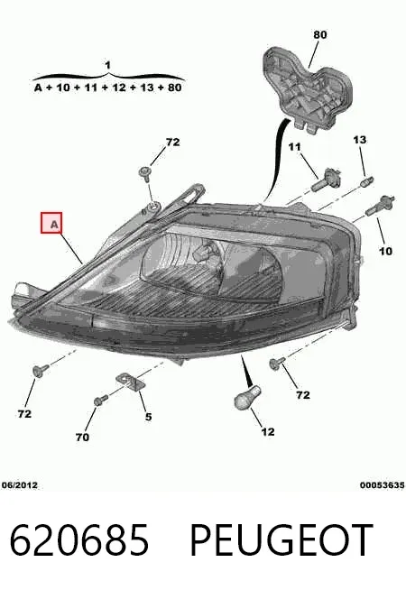 Правая фара 620685 Peugeot/Citroen