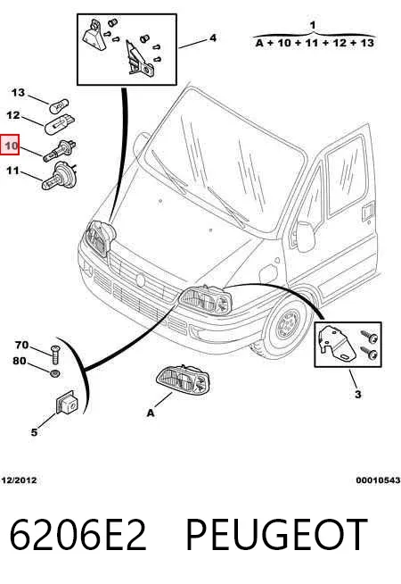 Правая фара 6206E2 Peugeot/Citroen