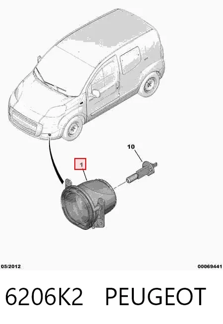 Фара противотуманная правая 6206K2 Peugeot/Citroen