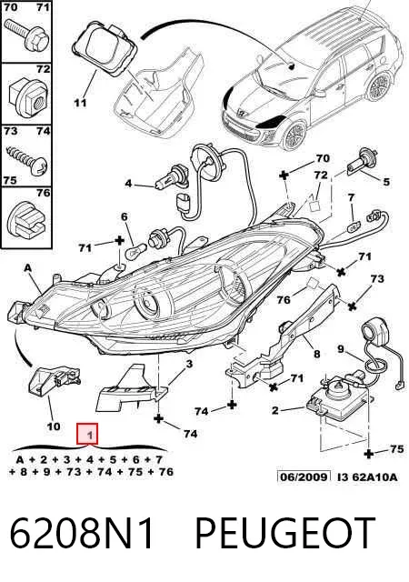 Левая фара 6208N1 Peugeot/Citroen
