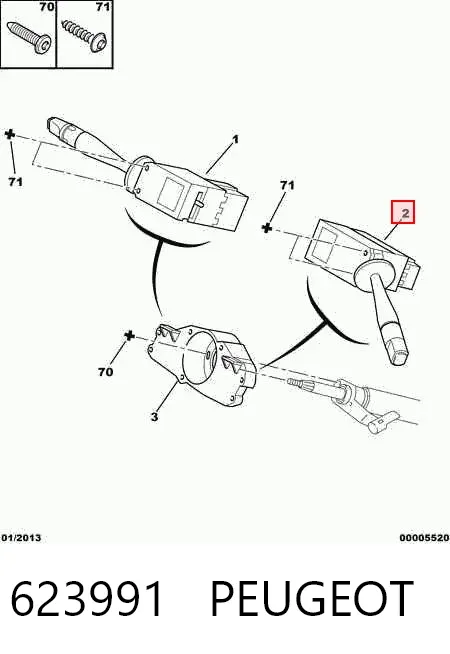 Правый подрулевой переключатель 623991 Peugeot/Citroen