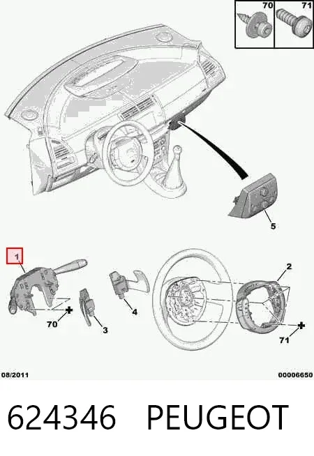 Левый подрулевой переключатель 624346 Peugeot/Citroen