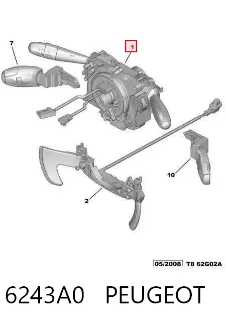 Подрулевой переключатель 6243A0 Peugeot/Citroen