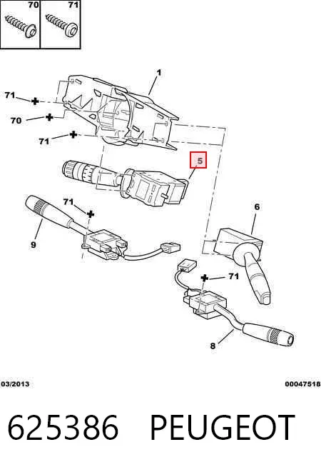 Левый подрулевой переключатель 625386 Peugeot/Citroen