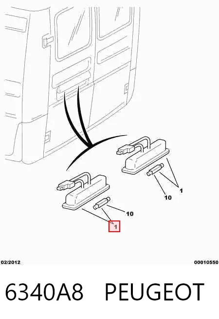 Фонарь подсветки номерного знака 6340A8 Peugeot/Citroen