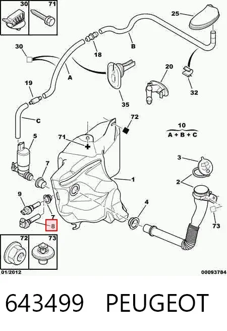 Датчик уровня омывающей жидкости 643499 Peugeot/Citroen