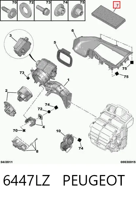 Фильтр салона 6447LZ Peugeot/Citroen