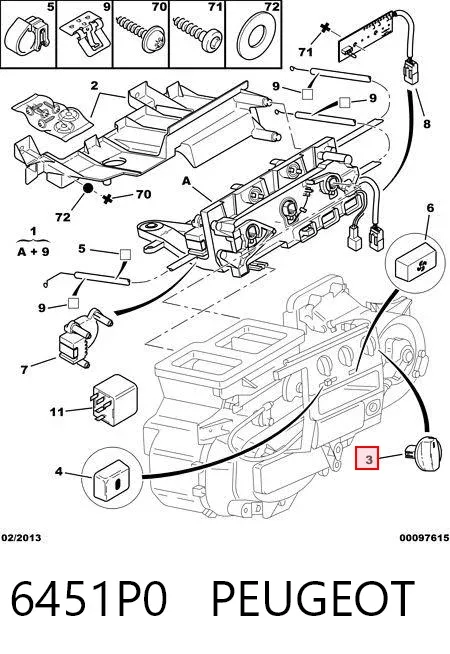 Блок управления кондиционером 6451P0 Peugeot/Citroen