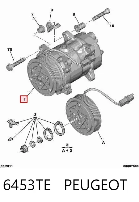 Компрессор кондиционера 6453TE Peugeot/Citroen