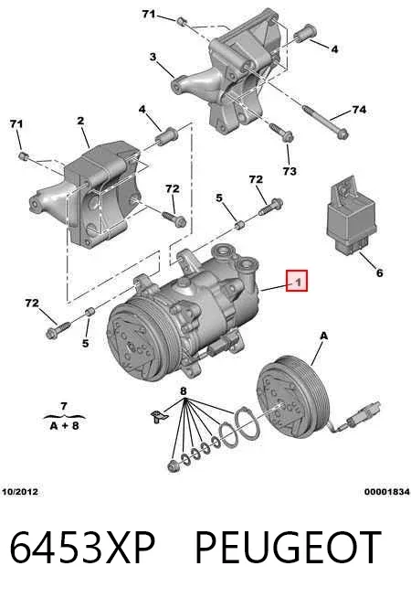 Компрессор кондиционера 6453XP Peugeot/Citroen