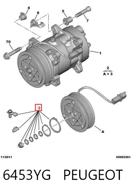 Компрессор кондиционера 6453YG Peugeot/Citroen