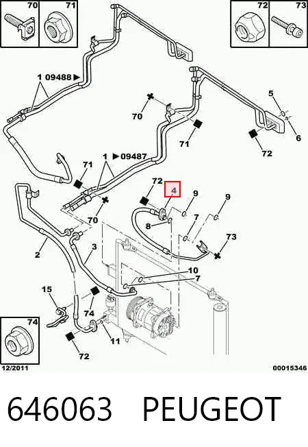 Шланг кондиционера, от компрессора к радиатору 646063 Peugeot/Citroen