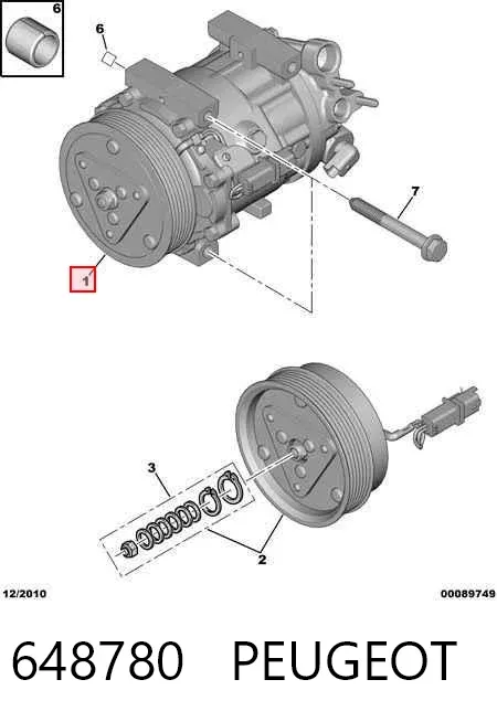 Компрессор кондиционера 648780 Peugeot/Citroen
