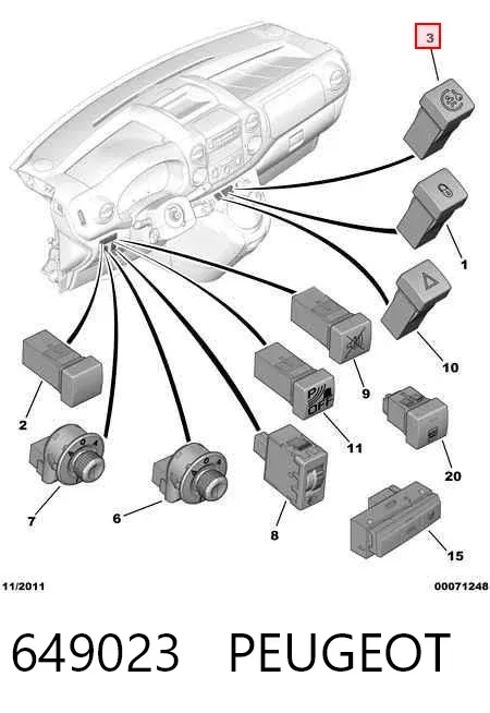 Выключатель центрального замка 649023 Peugeot/Citroen