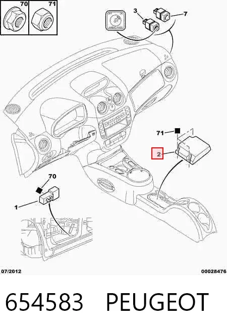 Модуль-процессор управления подушкой безопасности (ЭБУ AIRBAG) 654583 Peugeot/Citroen