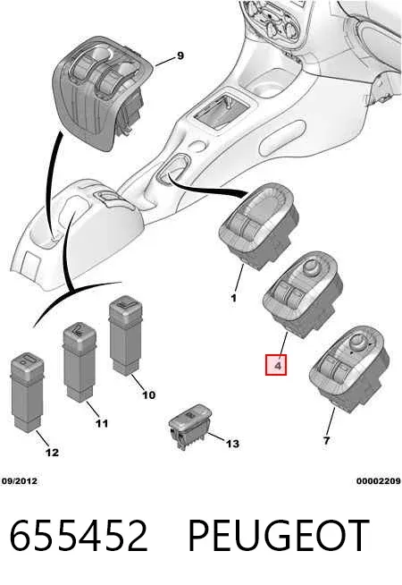 Кнопочный блок управления стеклоподъемником передний левый 655452 Peugeot/Citroen
