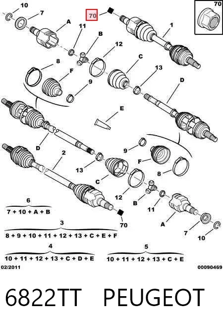 Гайка передней ступицы 6822TT Peugeot/Citroen