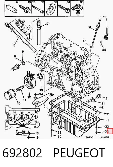 Болт поддона двигателя 692802 Peugeot/Citroen