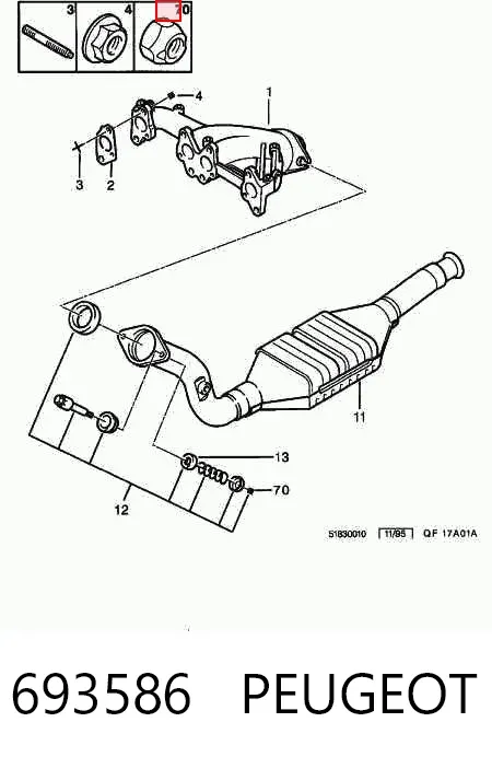 Гайка выпускного коллектора 693586 Peugeot/Citroen