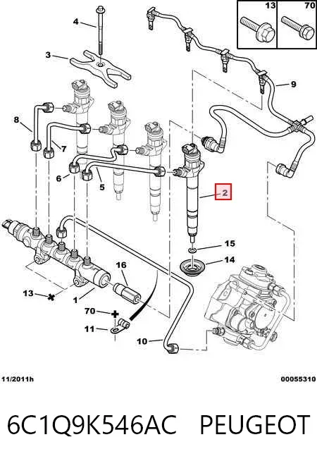 Топливные форсунки 6C1Q9K546AC Peugeot/Citroen