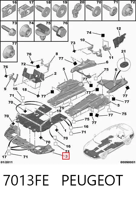 Дефлектор переднего бампера 7013FE Peugeot/Citroen