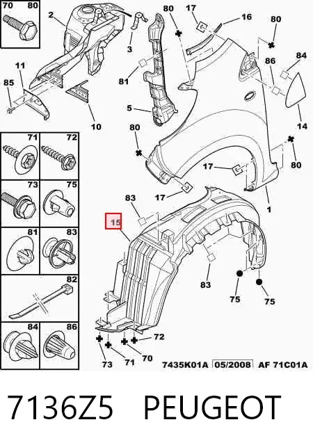 Подкрылок передний правый 7136Z5 Peugeot/Citroen