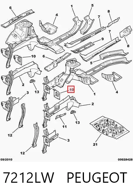 Кронштейн усилителя переднего бампера 7212LW Peugeot/Citroen
