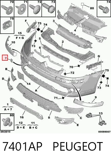 Передний бампер 7401AP Peugeot/Citroen