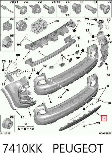 Спойлер заднего бампера 7410KK Peugeot/Citroen