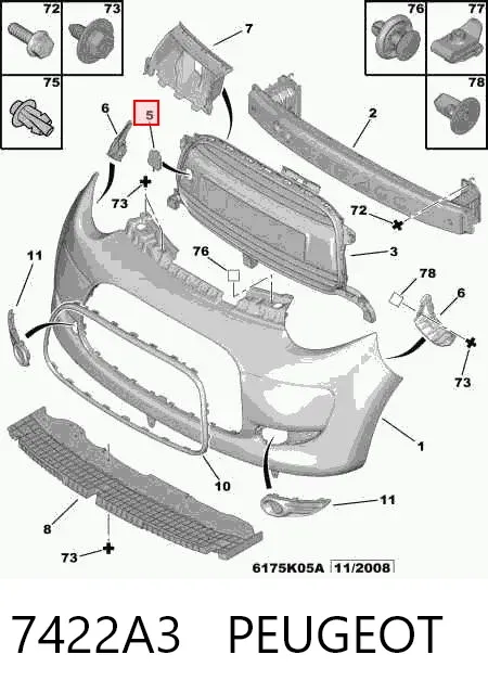 Заглушка буксировочного крюка 7422A3 Peugeot/Citroen